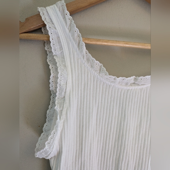 Zara Ribbed Bows And Lace Tank Top Size M - Picture 7 of 8